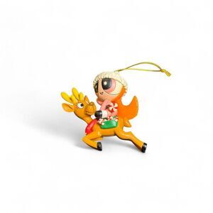 Cartoon Network 2002 Powerpuff Girls Blossom Riding Reindeer Ornament Nostalgic